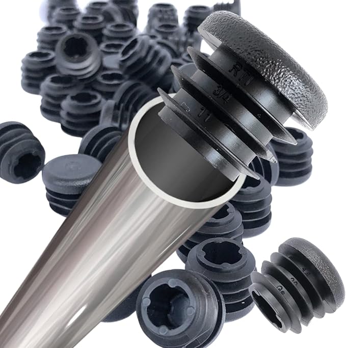 Plastic Pipe Clip - 8 個ブラックラウンドプラスチックブランキングエンドキャップチューブパイプインサートプラグバングインサートストッパー椅子脚パイプ用タポンチューブ