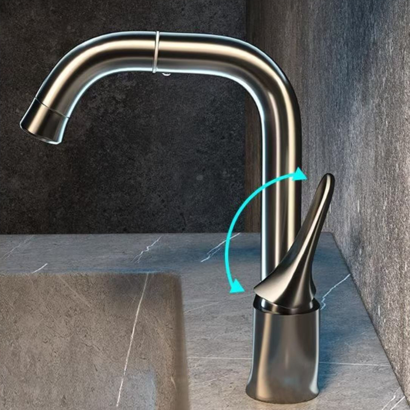 Basin Mixer Cartridge - 多機能真鍮製洗面台蛇口ワイヤードローイングメッキ360 ° 回転式セラミックカートリッジ浴室混合水栓