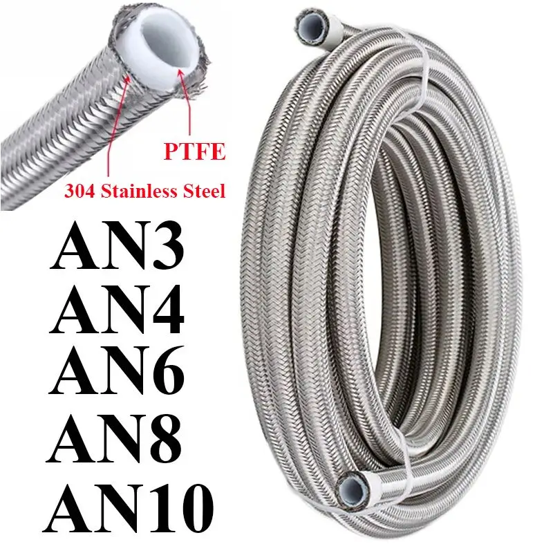 Ptfe Tape Thread - ステンレス鋼のレーシングホース,編組,燃料コイルライン,オイルクーラー,1m, 2m, 3m, 5m,an3,an4,an6,an8,304 an10