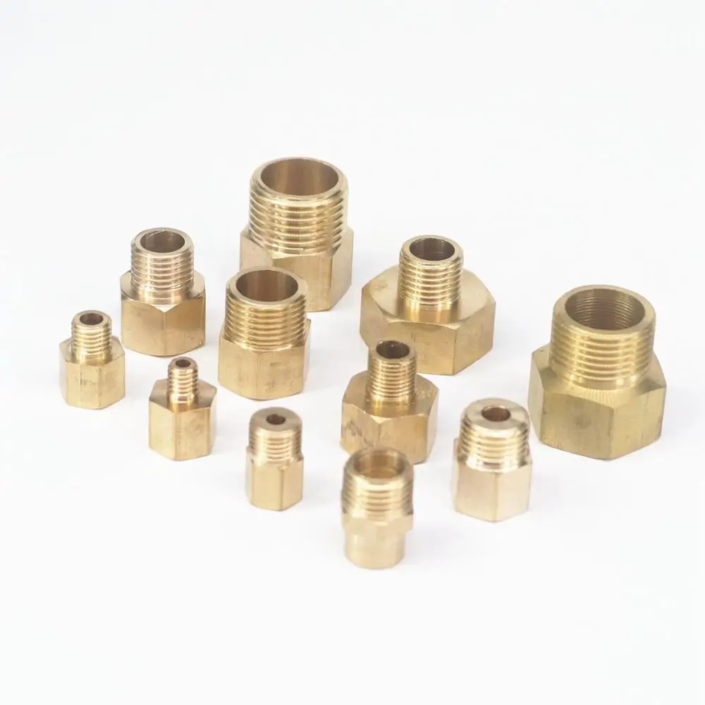 Compression Fitting Brass - 2個m14x1 m14x1.5m16x1.5メスサイズオス真ちゅうメス-オスリダクションブラシレスパイプ継手圧力計