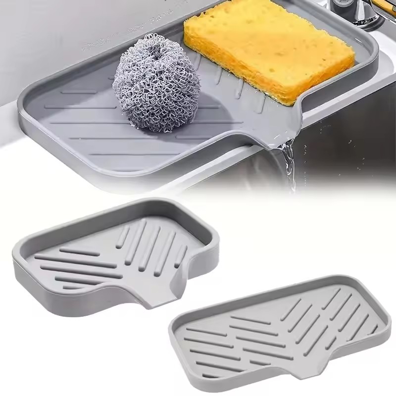 Silicone Tap Washer - シリコン製蛇口パッド シンクトレイ ソープスポンジ収納ラック ソープトレイ キッチン収納ラック スポンジ排水パッド