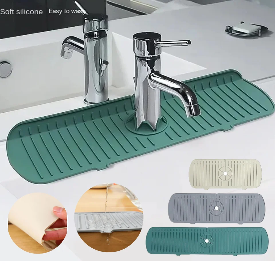 Silicone Tap Washer - キッチン蛇口スプラッシュパッドシリコン製シンク蛇口スプラッシュガードマットスポンジ排水パッドカウンタートッププロテクターキッチンバスガジェット用