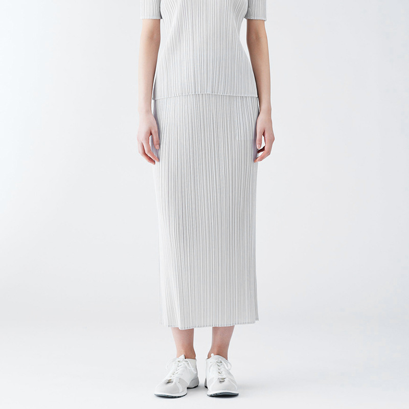 Pipe Bending Spring - Miyake-女性用プリーツスリムハーフスカート,伸縮性ウエスト,ストレートチューブ,用途の広い,夏用,2020