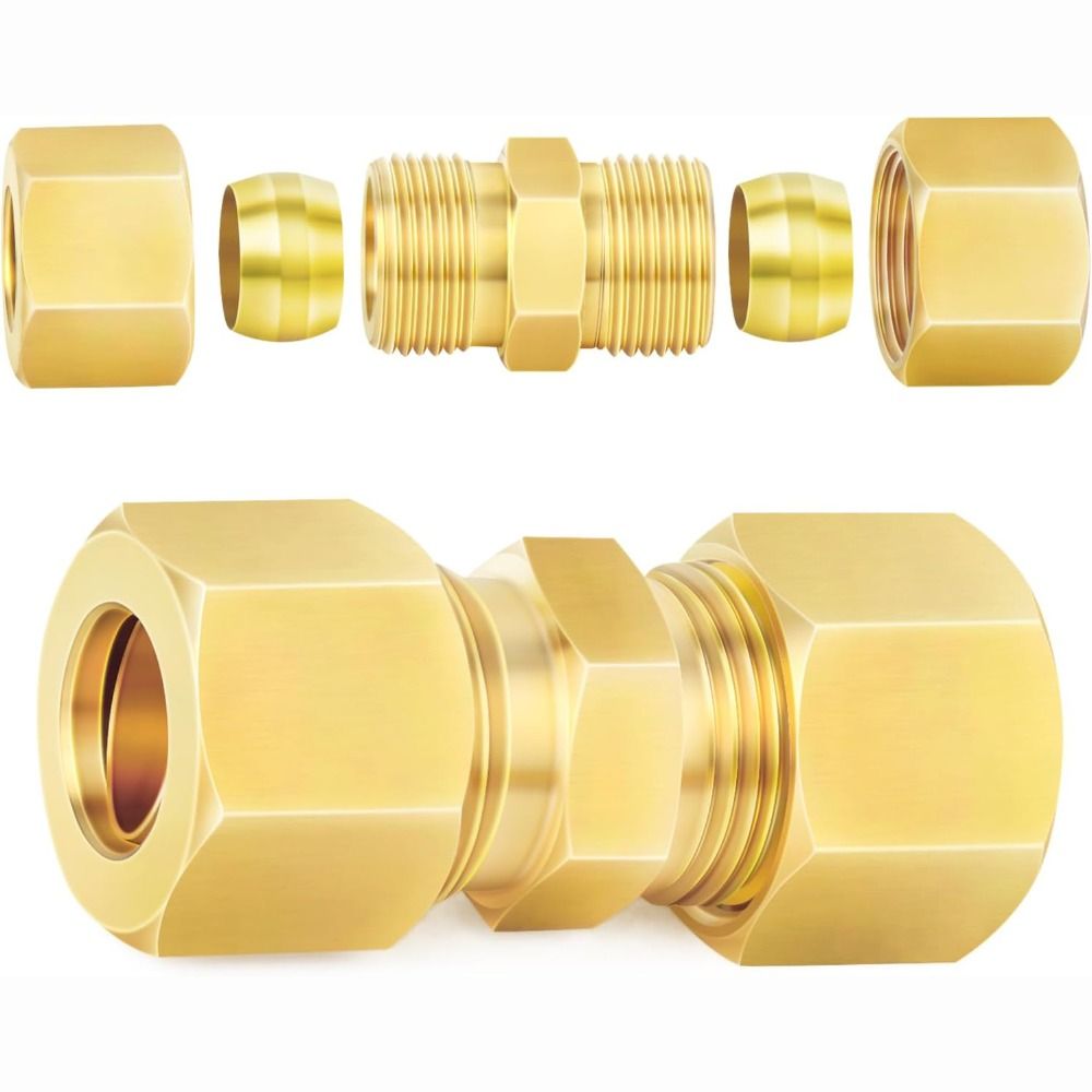 Compression Fitting Brass - アダプター 真鍮製圧縮継手 ストレート マルチサイズ ストレートカップリング 圧縮コネクター
