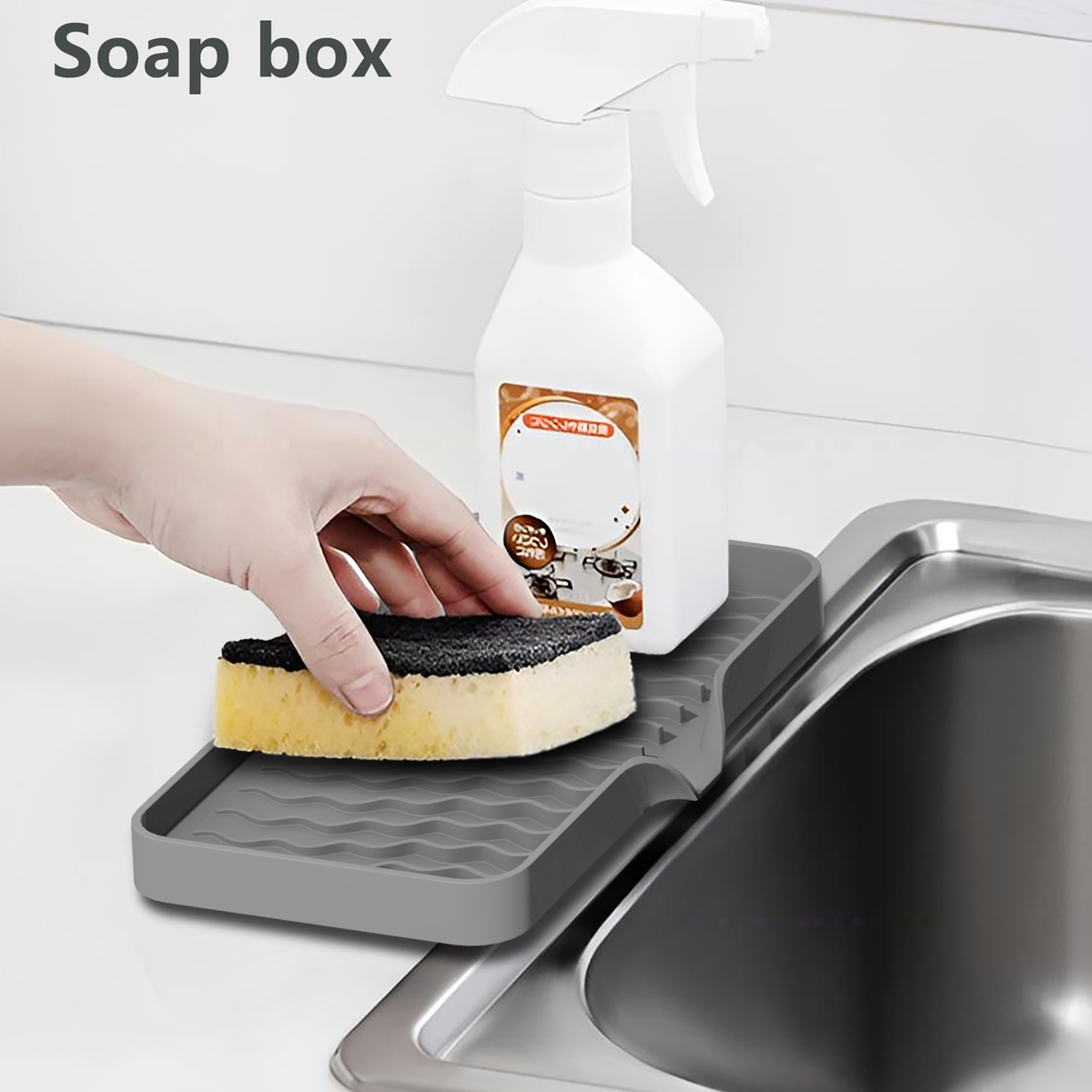 Silicone Tap Washer - シリコン製蛇口マット キッチンシンクトレイ ソープディスペンサー スポンジ 排水パッド シンクスプラッシュ乾燥マット