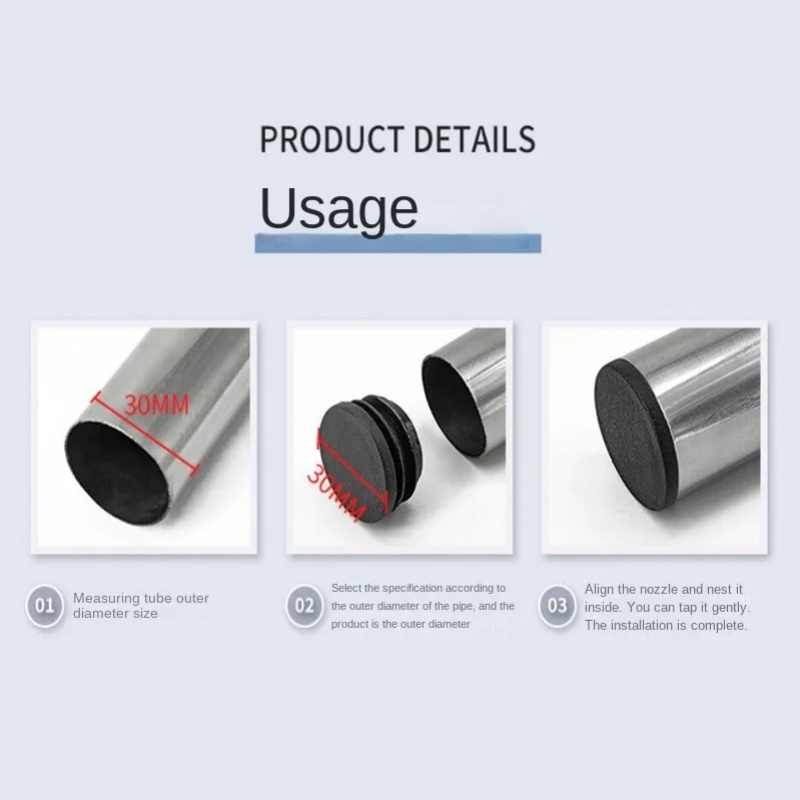 8 個ブラックラウンドプラスチックブランキングエンドキャップ - Plastic Pipe Clip のレビューと価格