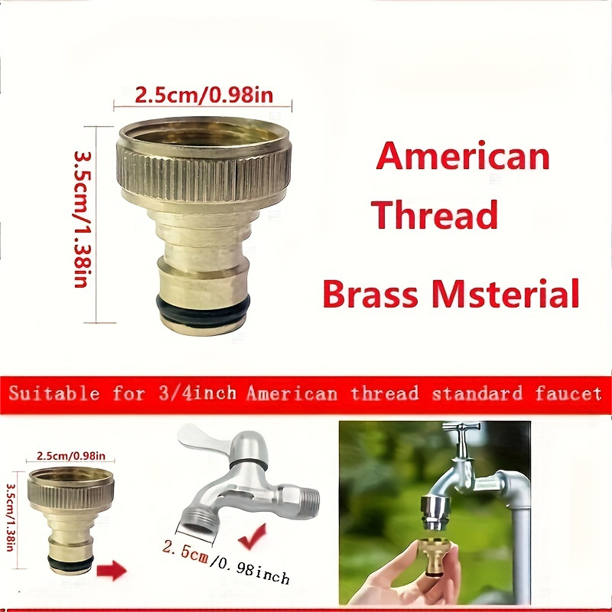 3/4インチネジ式ガーデン水道管継手、散水設備、高圧洗浄機、 - Compression Fitting Brass のレビューと価格