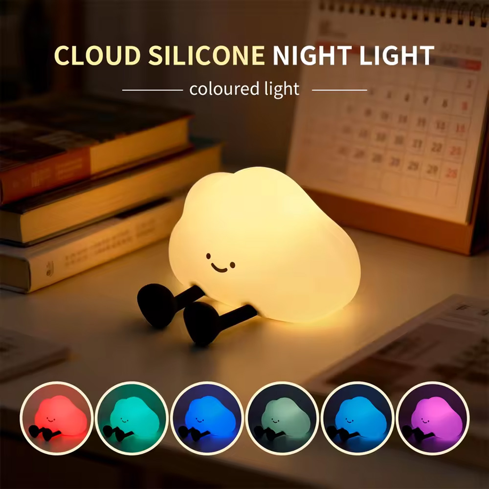 かわいい雲型シリコンタップ式ナイトライト、2つのスタイル：温 - Silicone Tap Washer のレビューと価格