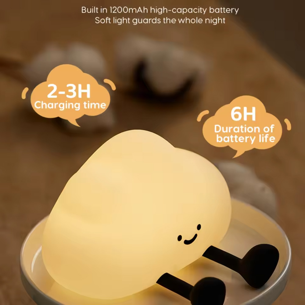 かわいい雲型シリコンタップ式ナイトライト、2つのスタイル：温 - Silicone Tap Washer のレビューと価格