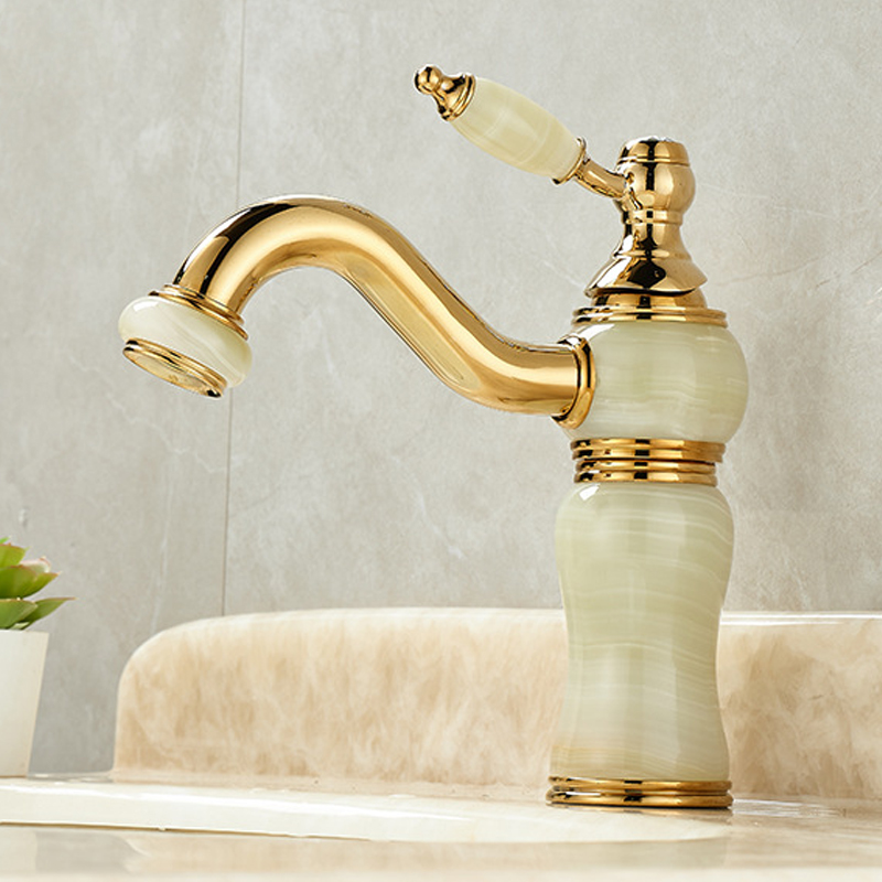 高級真鍮と翡翠の浴室用蛇口 - ゴールドの洗面台用ミキサータ - Basin Mixer Cartridge のレビューと価格