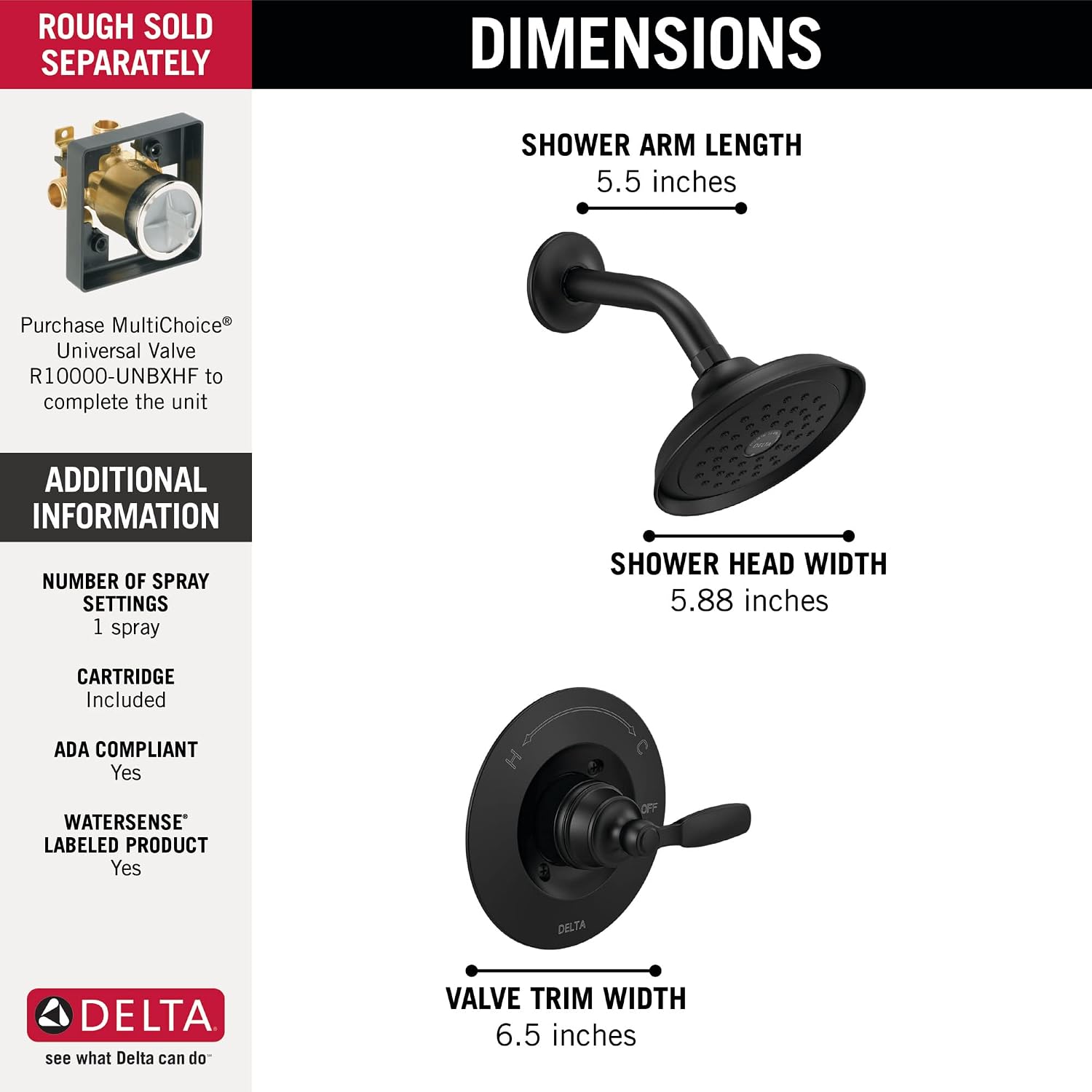 マットブラックのシャワー水栓トリムキット、圧力バランスバルブ - Shower Valve Cartridge のレビューと価格
