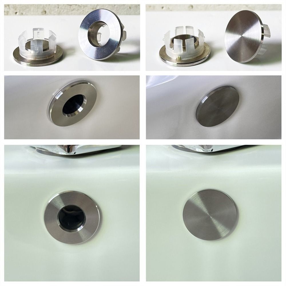 ステンレス鋼のシンクオーバーフローカバー、丸型洗面台オーバー - Drain Pipe Clip のレビューと価格