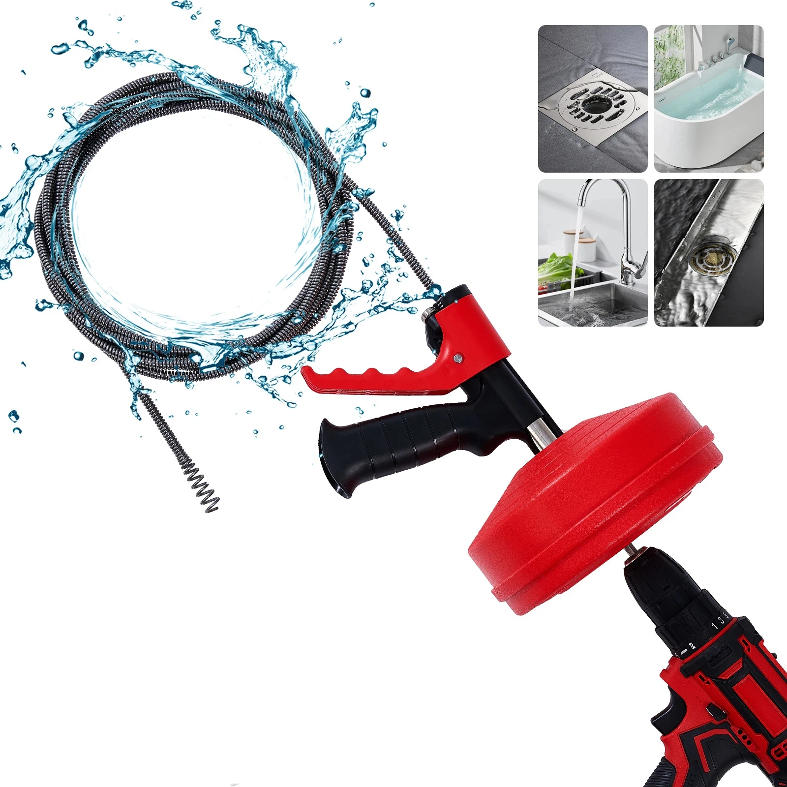 プロ仕様の排水管清掃用オーガー、フレキシブル配管用、長さ5～ - Drain Snake Flexible のレビューと価格