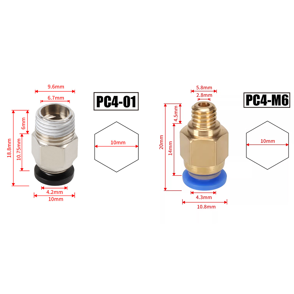 10 ピース/ロット PC4-M6 PC4-01 クイック空 - Ptfe Tape Thread のレビューと価格