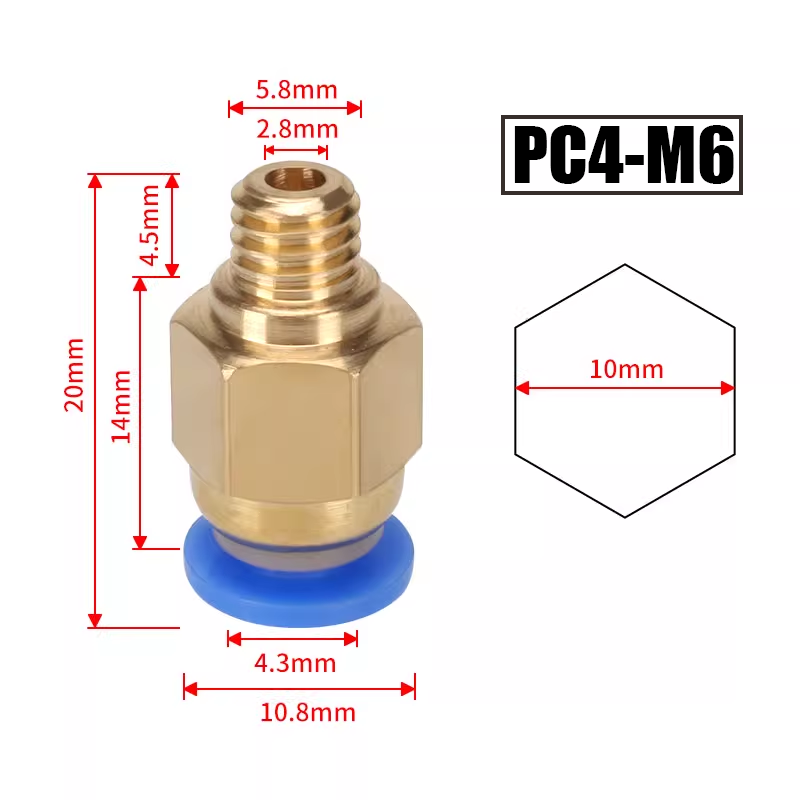 10 ピース/ロット PC4-M6 PC4-01 クイック空 - Ptfe Tape Thread のレビューと価格